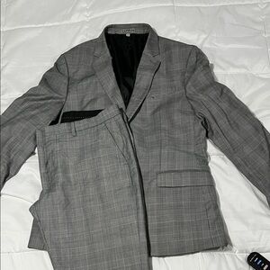 Express Charcoal Plaid Men's Suit